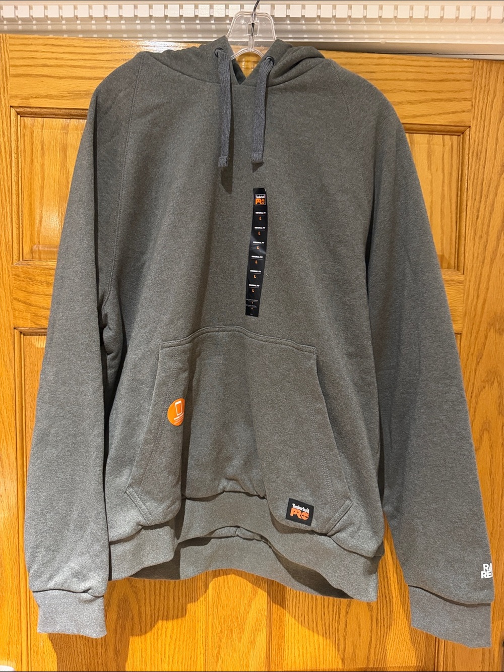 Men’s Timberland Pro Double Layer Rain Repellent Gray Pullover Hoodie